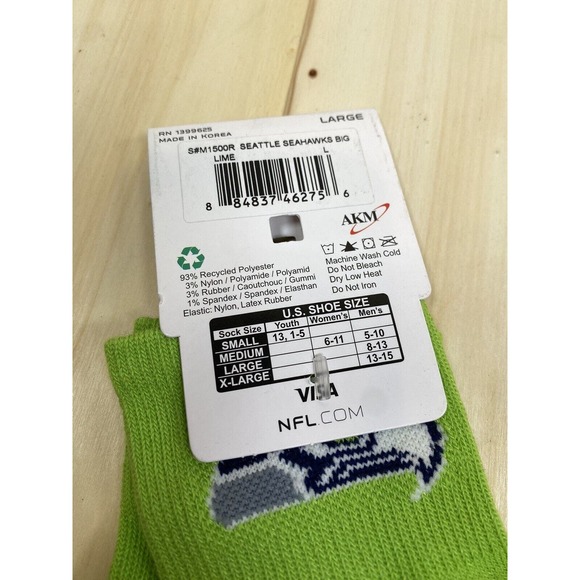 NFL Football Seattle Seahawks Team Color Socks Size Large Licensed NWT - Picture 7 of 7